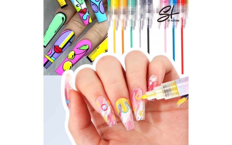 St Future NAILART GRAFFITI PEN colorful Nail Art Graffiti Pen METALLIC Nail Art Pen  AIR CUSHION CHROME Nail Powder Pen manufacturer  factory supplier