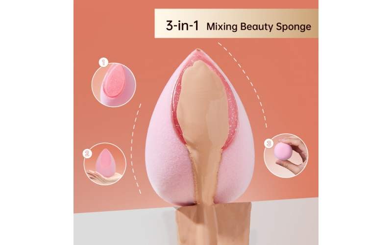 St Future 3-in-1 Mixing Beauty Sponge Slanted Silicone Sponge Dual-Ended Expert Sponge Teardrop Semi-Flocked Sponge Stamp-On Beauty Sponge Mini Teardrop Silicone Puff production distributor industrial