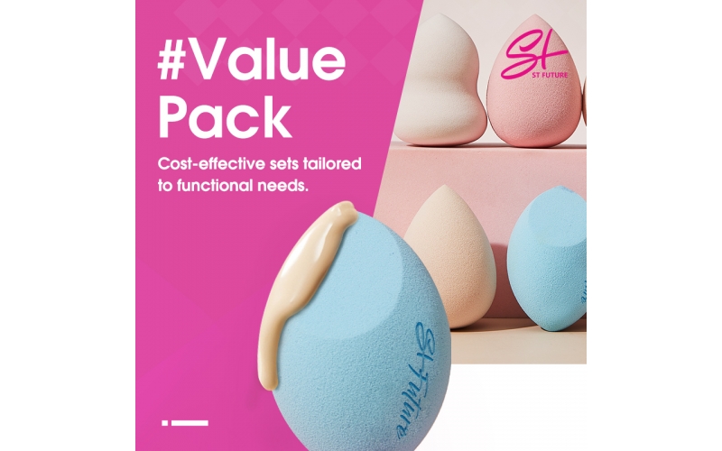 St Future Value Pack ProContour Trapezoid Sponge Set / Complete Puff Master Set / Dewdrop Perfection Puff Set / Layered Essentials Kit / Velvet Touch Puff Set / Dewdrop  Perfection Puff Set OEM / ODM