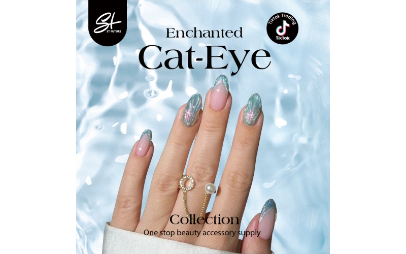 St Future Enchanted Cat-Eye Collection Feline Glamour Nails with print / Mermaid