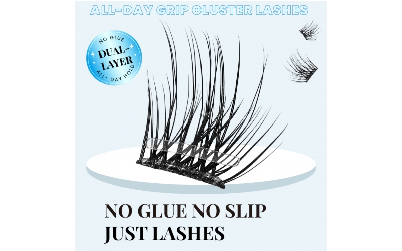 St Future All‑Day Grip Cluster Lashes Dual-Layer Design No Extra Glue No-Slip Hold Shape Support
