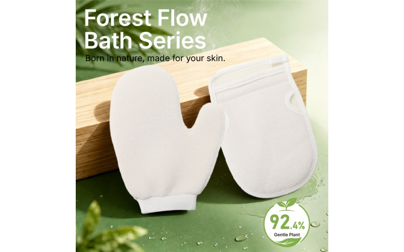 St Future Forest Flow Bath Series Plant-Based Back Scrub Strap Plant-Based Exfoliating Bath Mitt Gentle Plant-Fibre Exfoliation